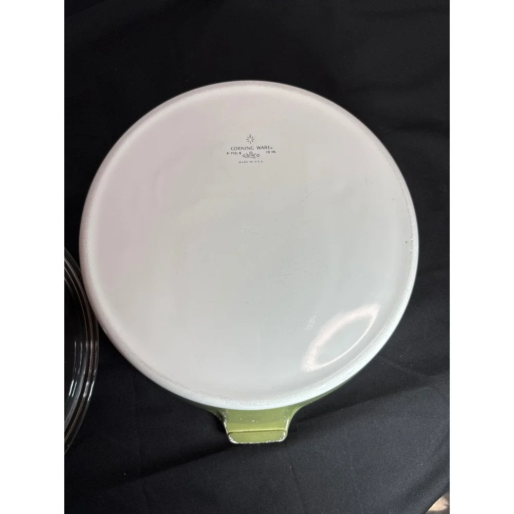 Vintage Corning Ware F-77-B 10 INCH Avocado Green Casserole Dish with Lid USA‎